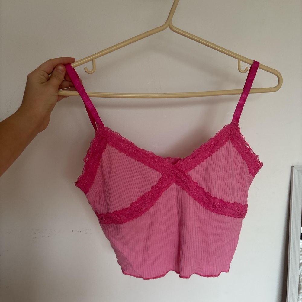 Amazon Pink Lace-Trimmed Bra Top